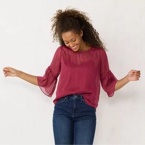 Lauren Conrad Blouse NWT sz 1X color wine